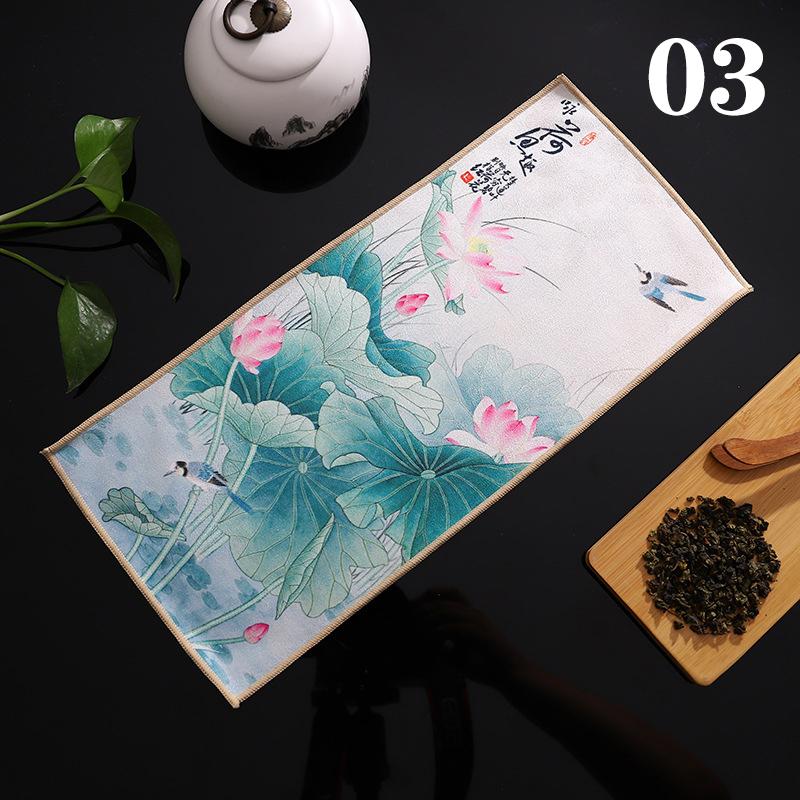 Chinese Super Absorbent High-end Tea Set Accessories Painted Thick Tea Towel