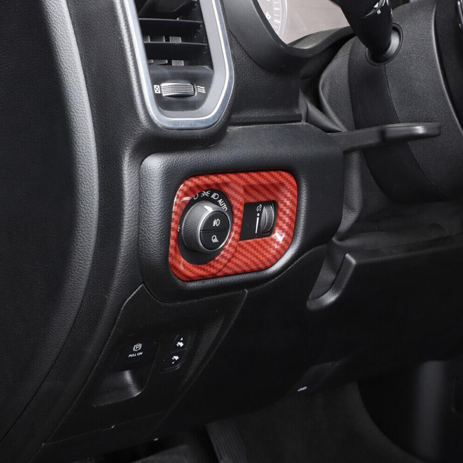 Red Carbon Headlight Switch Cover Trim Accessories For Ram 3500/2500/1500 19-24