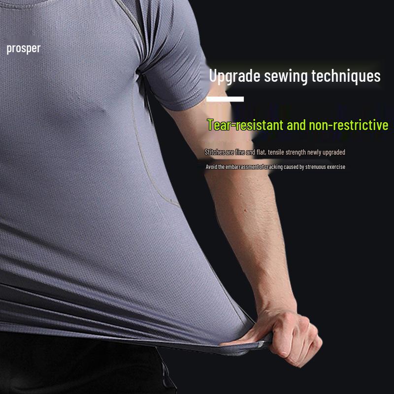 Мужской фитнес-костюм-пятерка черного цвета: Куртка, Короткий рукав, Футболка, Большой размер Спортивный костюм