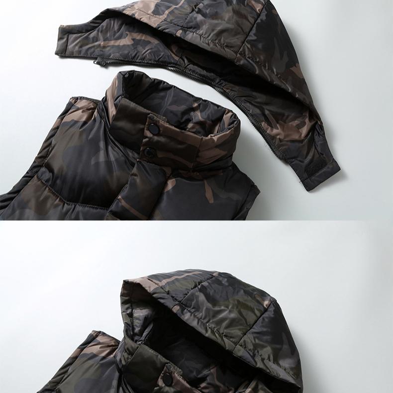 Plus Size Men Sleeveless Jacket Winter New Casual Hooded Cotton Padded Sleeveless Vest Man Warm Camouflage Sports Waistcoats
