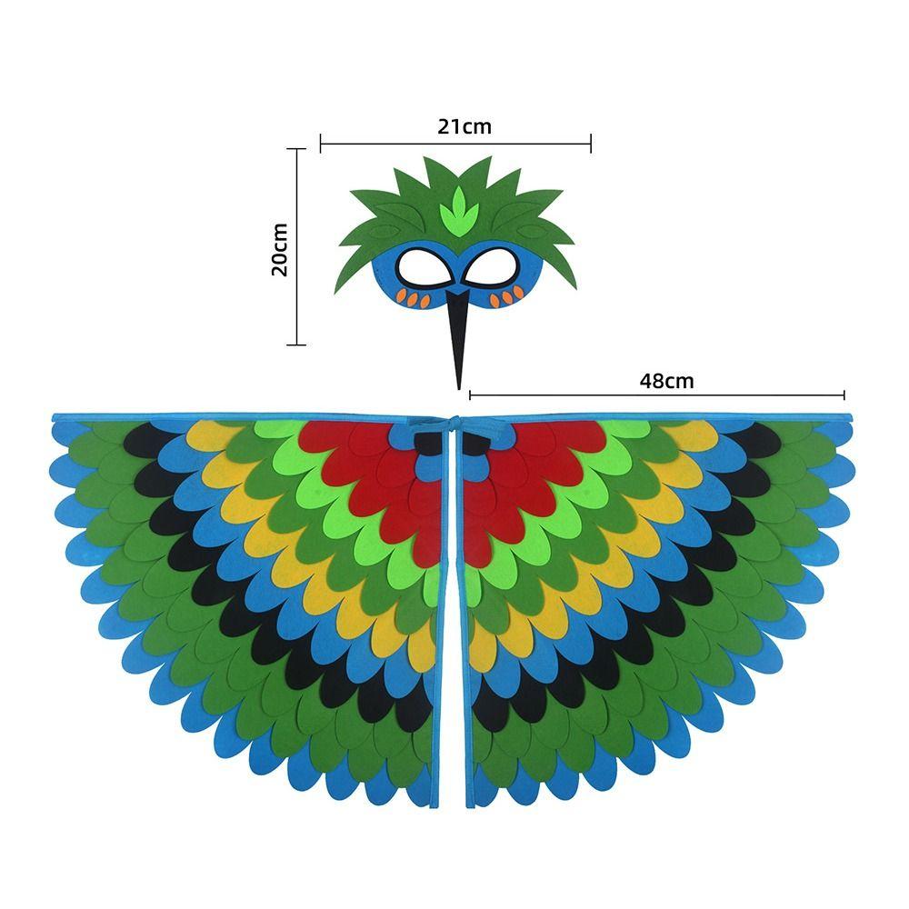 Peacock Owl Animal Bird Wings+Mask Suit Stage Performance Felt Winged Cloak Halloween Felt Cape