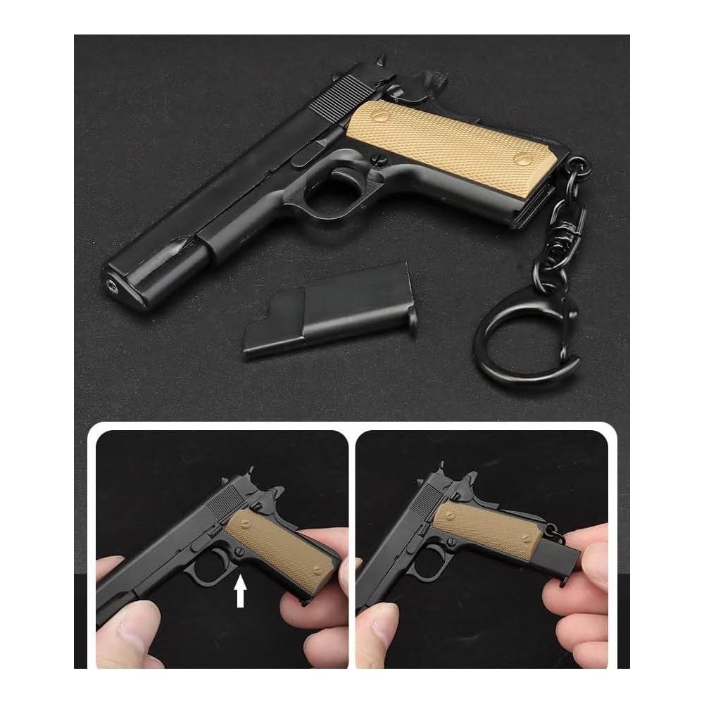 Брелок ZepoR M1911, модель пистолета 1/4, подвижный затвор, съемный магазин, черный цвет AC-13-T