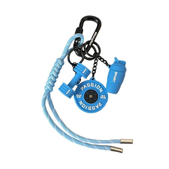 Fitness Keychain Weightlifting Fitness Equipment Charm with Keyring Weight Plate Dumbbell Key Chain Bag Backpack Charm Gift for Gym Enthusiasts