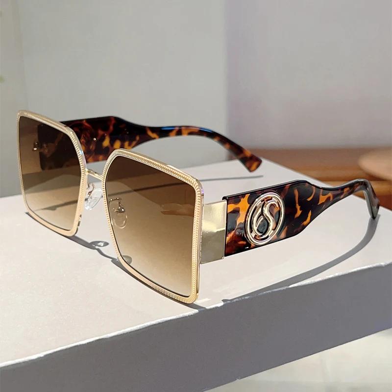Квадратные солнцезащитные очки оверсайз женские Новинка Градиентные разноцветные уличные очки Модный дизайн от люксового бренда Солнцезащитные очки