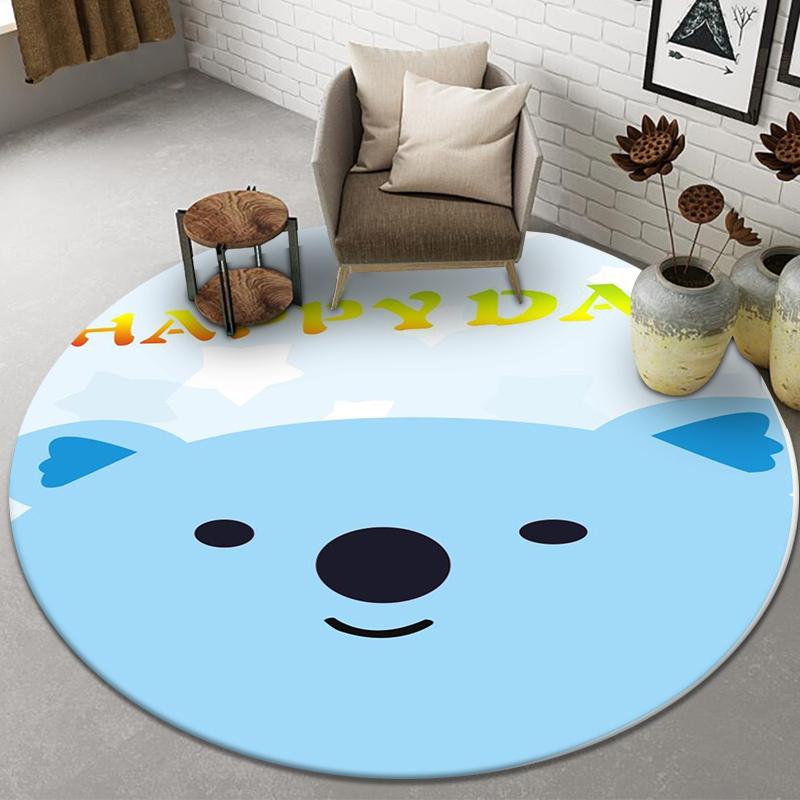 Cute Animal Print Pattern Round Floor Mat Home Bedroom Living Room Decorative Floor Mat Doormat