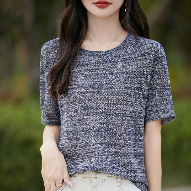 Женский шерстяной свитер с короткими рукавами Qinghe кашемир 50% шелк 50% шерсть жилет без рукавов для весны и лета из шерсти мягкий и удобный