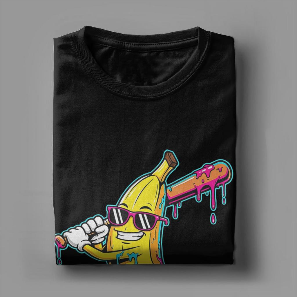 Vintage Banana Funny Baseball TShirt Unisex Crewneck Pure Cotton T Shirts Short Sleeve Tees Printed Tops