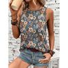 Flower Print 3D Printed Vest Women's Round Neck Retro Style Casual Vest Off Shoulder Y2k Sleeveless Top Vest Women's Clothing