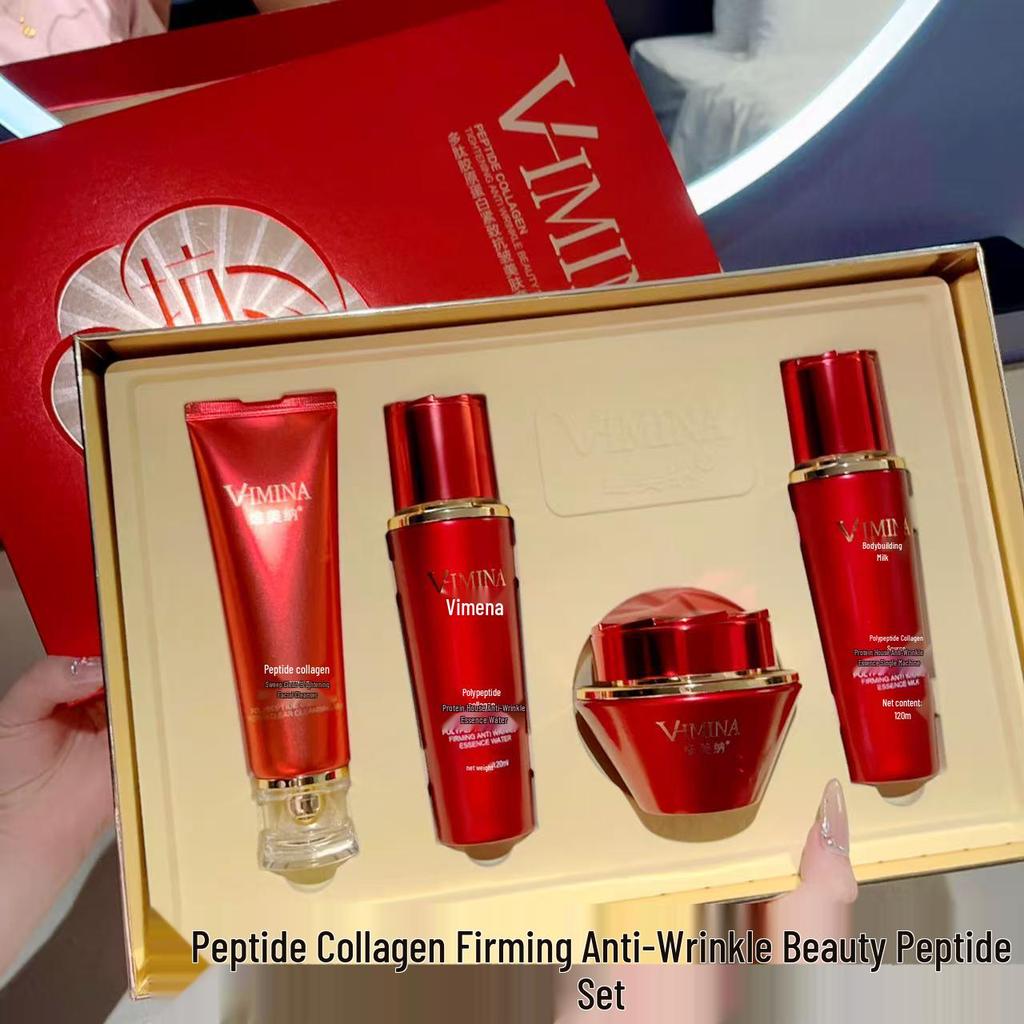 Сияющий набор с пептидами и коллагеном: Нежный, Увлажняющий, Нежирный Уход за Кожей для Более Светлого Тона Кожи.