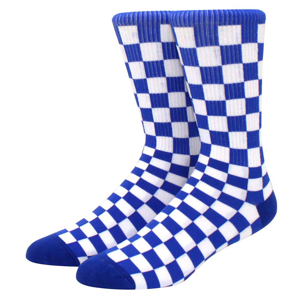 1 пара мужских носков в стиле хип-хоп с рисунком в виде шахматной доски, молнии, пламени, скейтборда