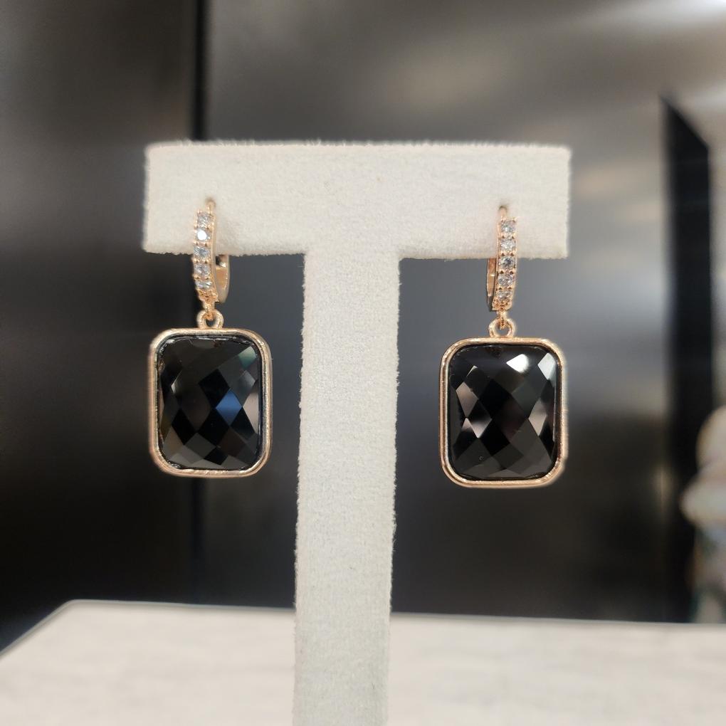 ARTRIA Square Cut Onyx E Earrings JTOERFR0028PKF