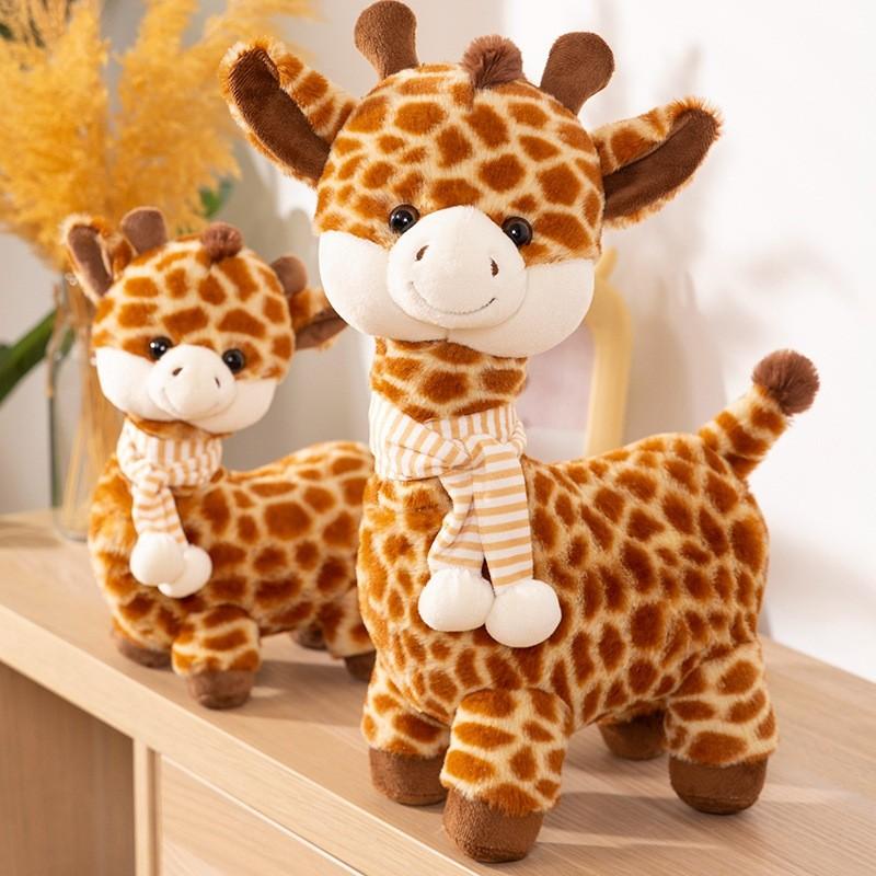 Cute Giraffe Plush Doll High Quality Short Plush Stuffed Animal Scarf Toy For Children
