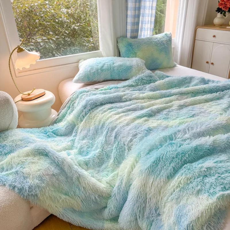 2025 New High Gram Weight Mink Fleece Blanket Long Hair PV Fleece Flannel Double Fabric Quilt Cover Blanket