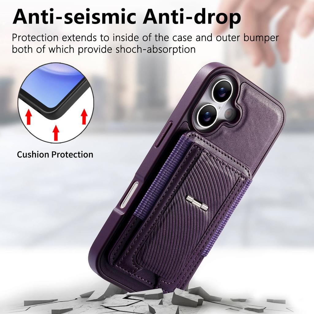 CASENEO Чехол для iPhone 17 со складной подставкой, ТПУ, ПУ-кожа, ПК, карман для карт, магнитная крышка телефона, совместим с MagSafe
