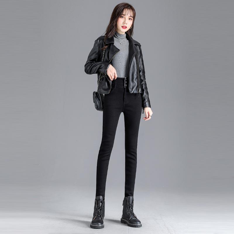 Thicken Jeans for Women Winter High-waisted Slim Tight Trousers Denim Pants Female Fashion Warm Clothing