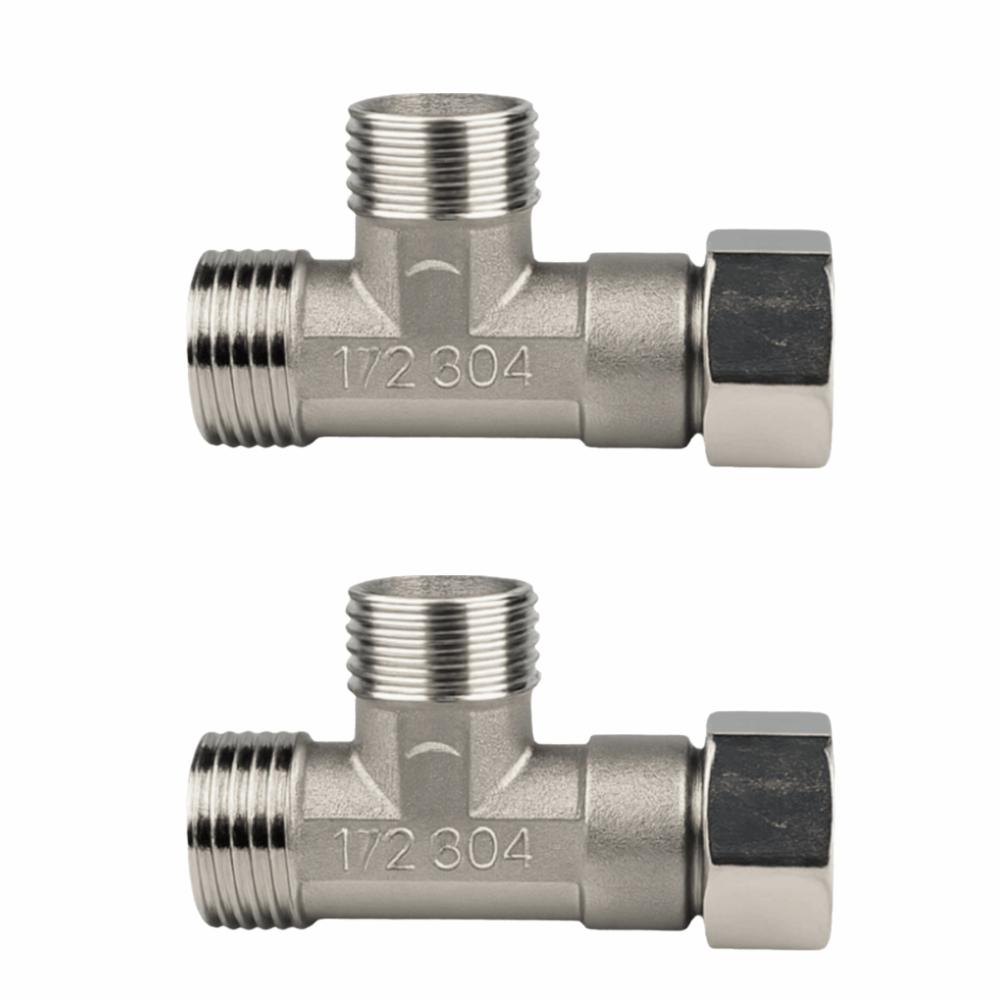 2PCS Stainless Steel Pipe Joint 3 Way 3 Way Diverter Durable Water Pipe Connector Home Water System