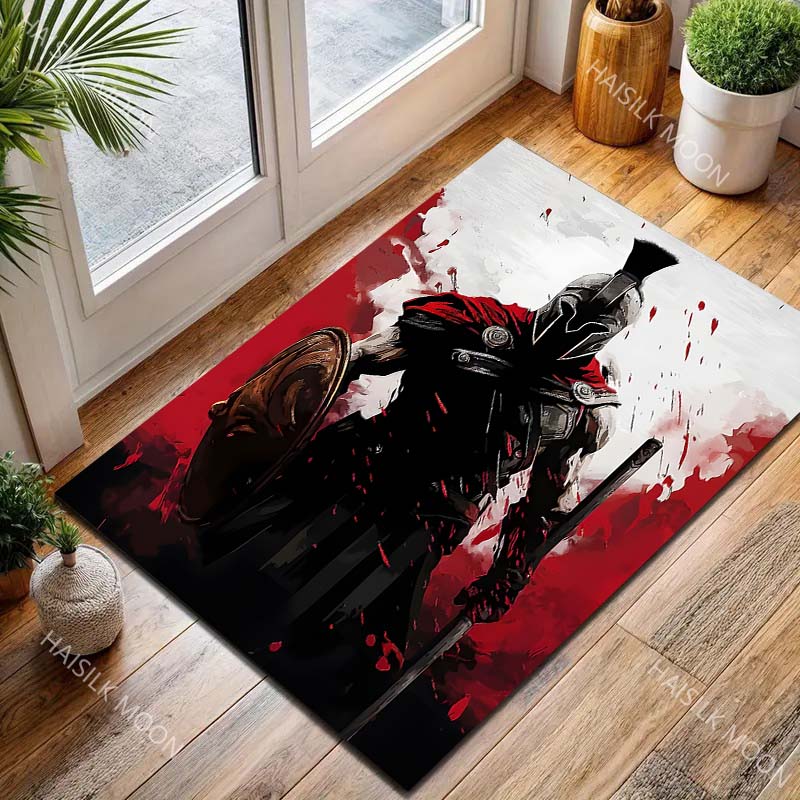 1 шт. Шлем спартанского воина красный плащ копье щит Ковер с принтом для гостиной спальни дивана домашнего декора Рус Нескользящий коврик для пола