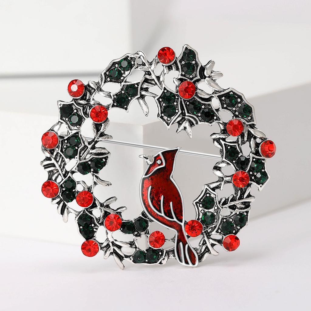 Универсальная рождественская брошь, высококачественный сплав, капельный бриллиантовый венок, брошь-птица, булавка для воротника одежды