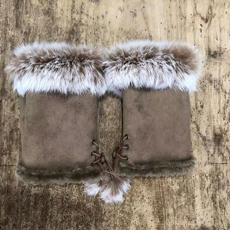 1 пара женских зимних теплых полупальцевых перчаток, сексуальные перчатки из искусственного меха кролика, зимние теплые перчатки без пальцев, модные аксессуары