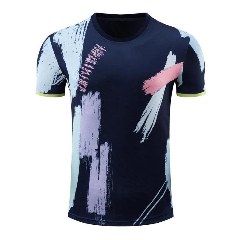 Men's Training Sports Striped Shirt Top Quick Drying Short Sleeved Gym Running Fitness Round Neck T-shirt Men's Style