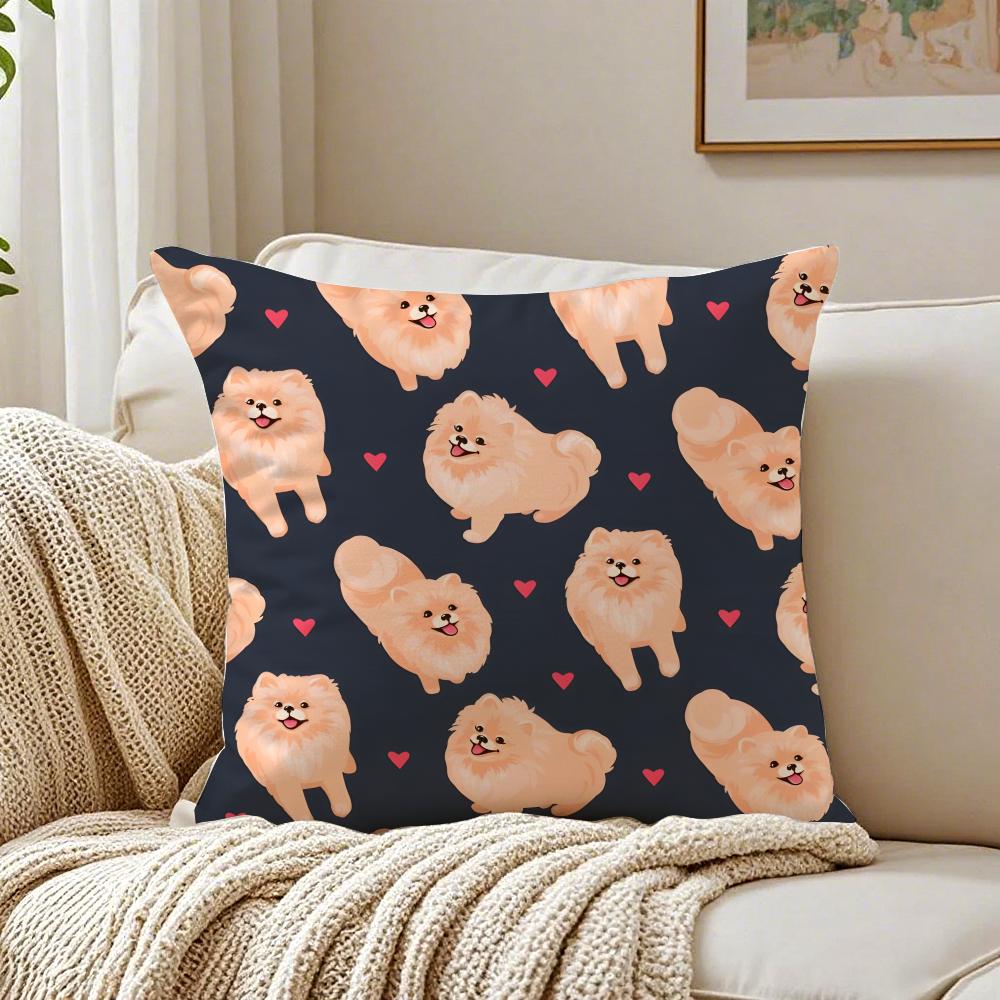 PPomeranian Cushion Cover Linen Pillowcase Soft for Sofa Bed Home Room Decor
