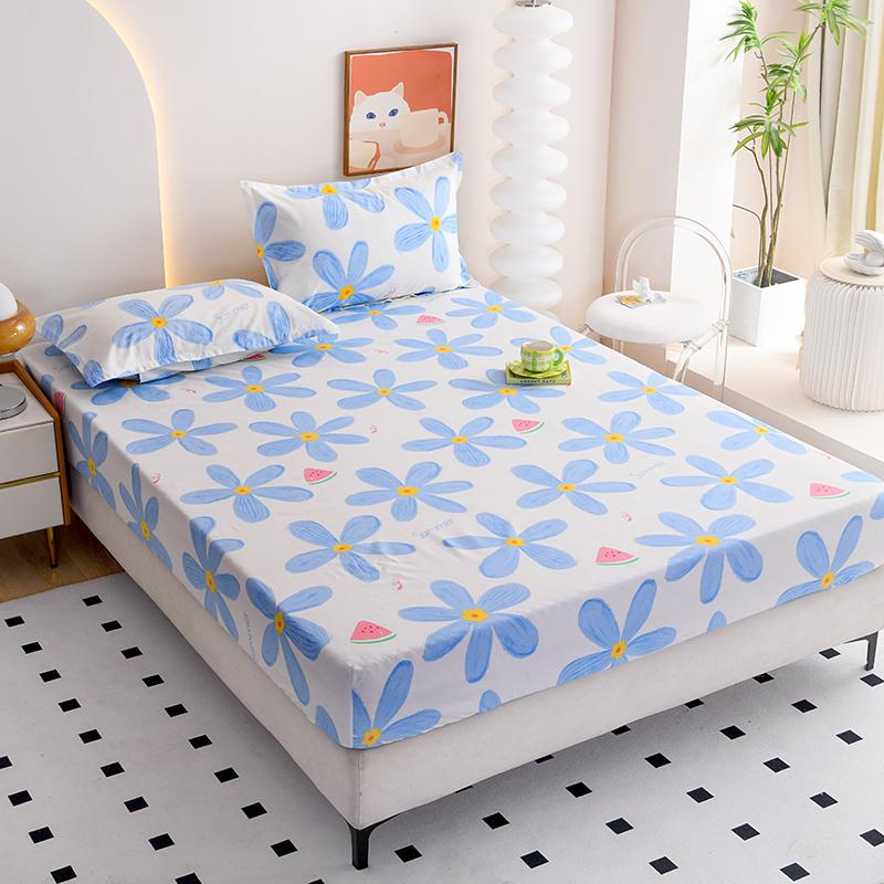 Red Flower Printed Bed Sheet Sets Queen/King Size Matrimonial Reactive Printed Fitted Bedsheets for Double Bed