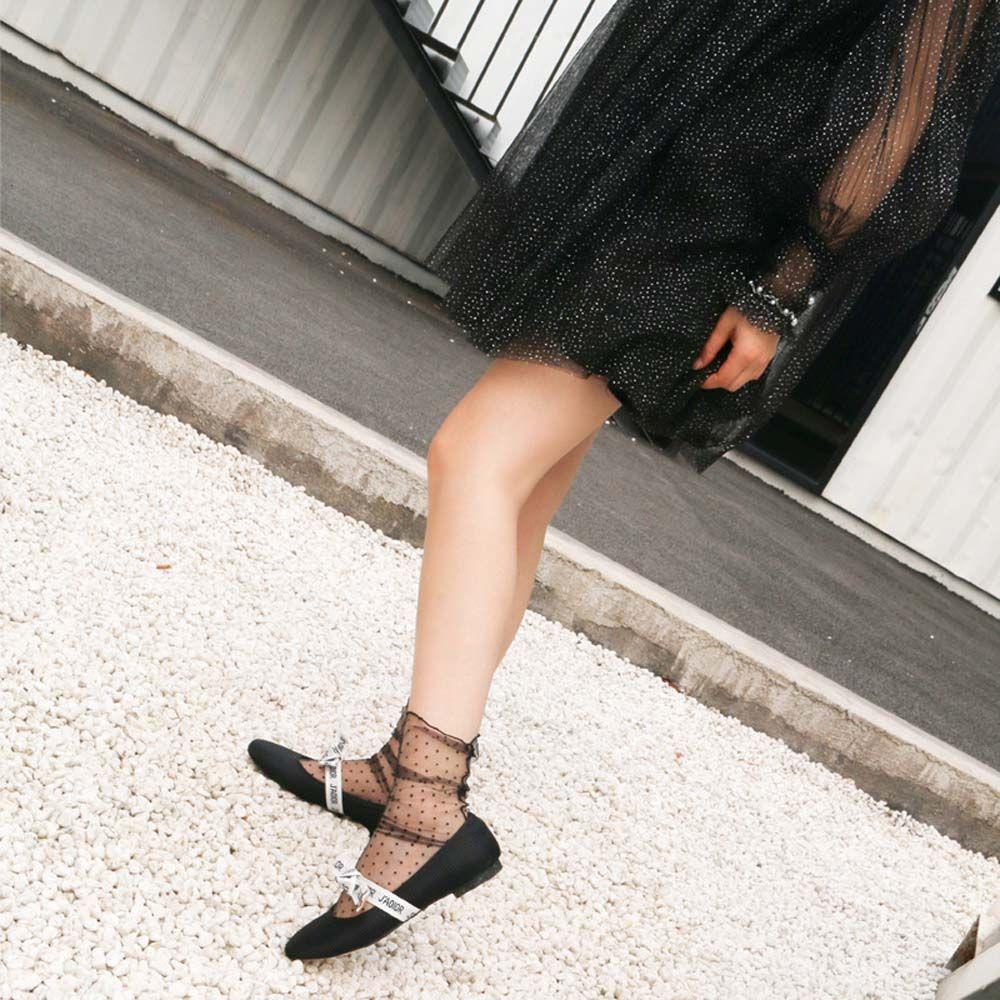 Women Dot Female Fashion Nylon Glass Stockings Tulle Socks Dress Socks