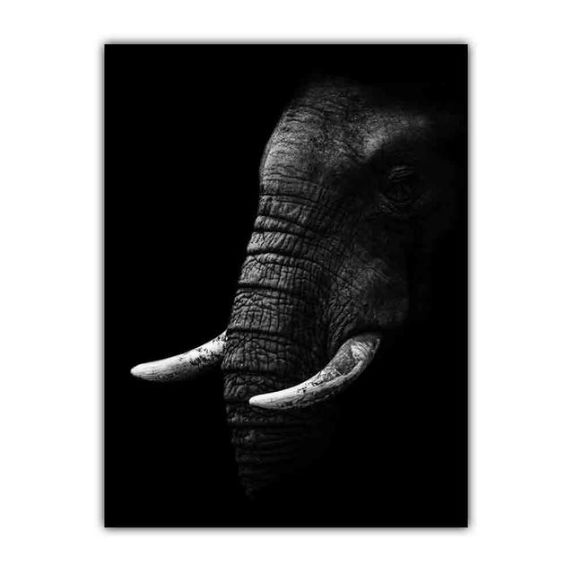 Animal Canvas Painting Elephant Black and White Poster Office Wall Painting Living Room Corridor Home Decoration Mural No Frame