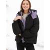 Women Autumn Winter Hooded Padded Warm Color Block Short Cotton Coat