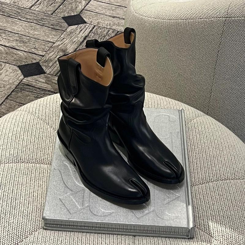 Fashion 2025 Brand Design Tabi Boots Split Toe Chunky High Heel Women Boots Leather Zapatos Mujer Fashion Autumn Women Shoes Botas Mujer