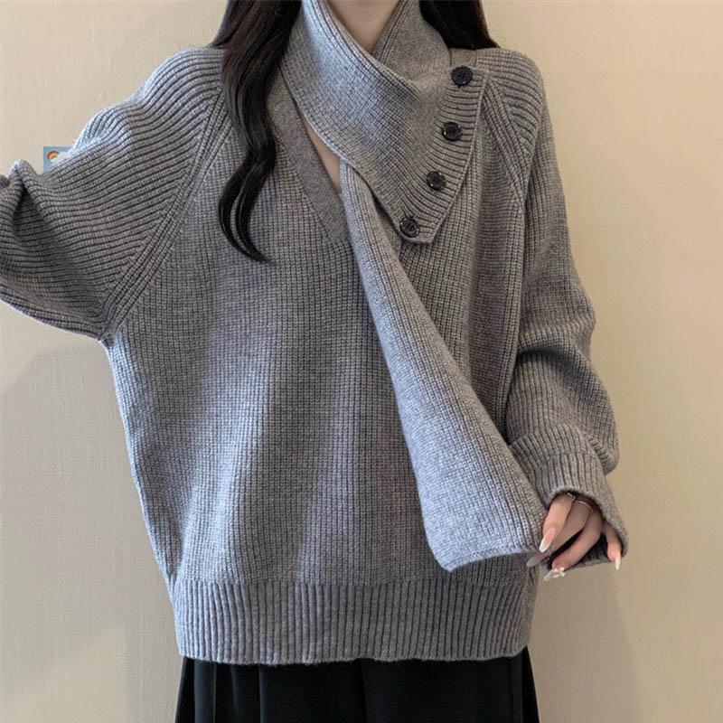 Sweater for Women Autumn Winter Thickened Warm Knitted Stretchy Long Sleeve Oversize Tops