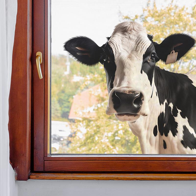 Cartoon Animal Cow Glass Doors and Windows Home Landscaping Decorative Window Stickers