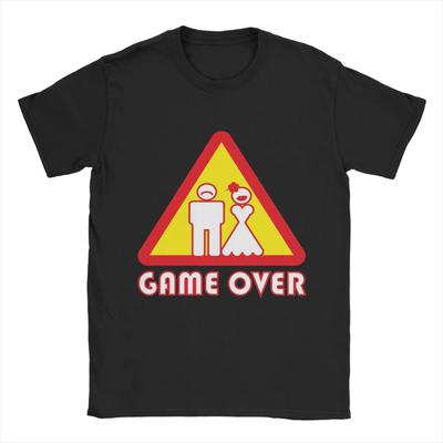 Удивительная футболка Game Over Мужская футболка с круглым вырезом Хлопковая футболка Забавная для мальчишника/девичника/свадебной вечеринки Футболка с коротким рукавом Графическая одежда