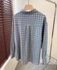 Blue Plaid Heart Embroidered Thick Cotton Long Sleeve Shirt - New Winter Arrival