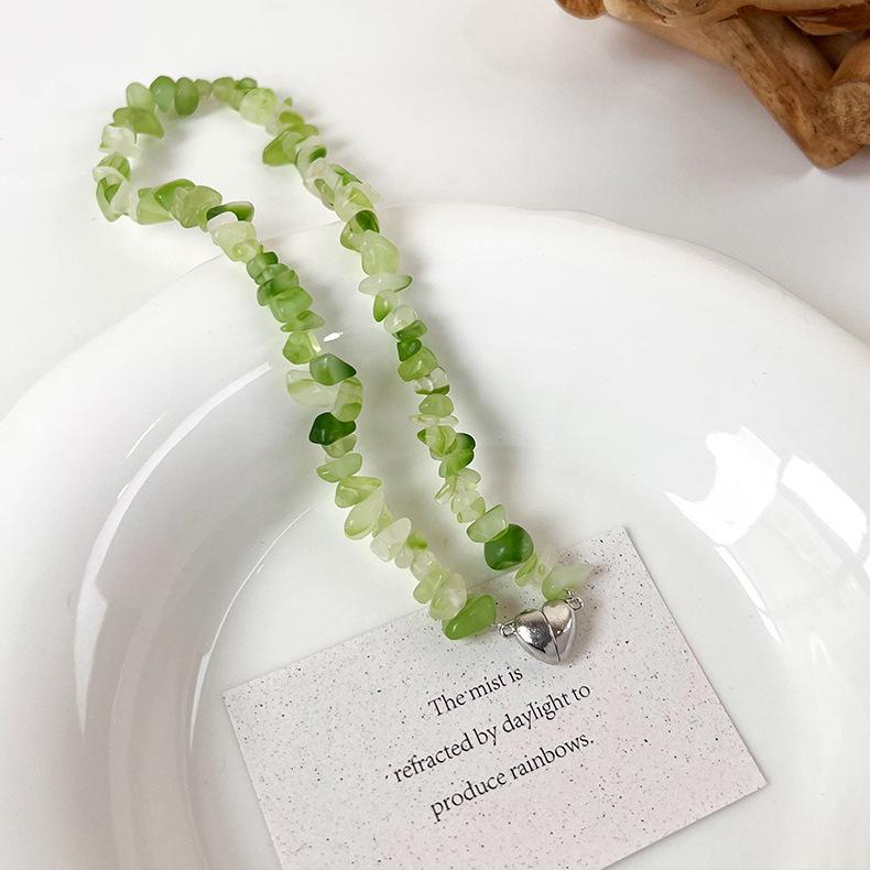 Свежий зеленый галстук, коллекция ожерелья ручной работы из бисера, цепочка на ключицу, дизайн, ниша, колье, ожерелье