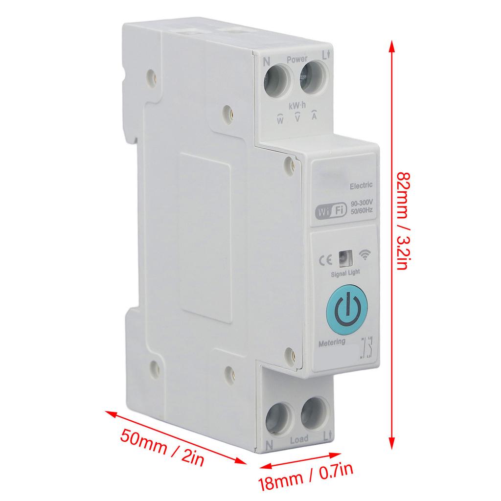 1 шт. WiFi интеллектуальный автоматический выключатель с измерением беспроводной пульт дистанционного управления выключатель для домашнего использования монтаж на DIN-рейку AC 90-300 В