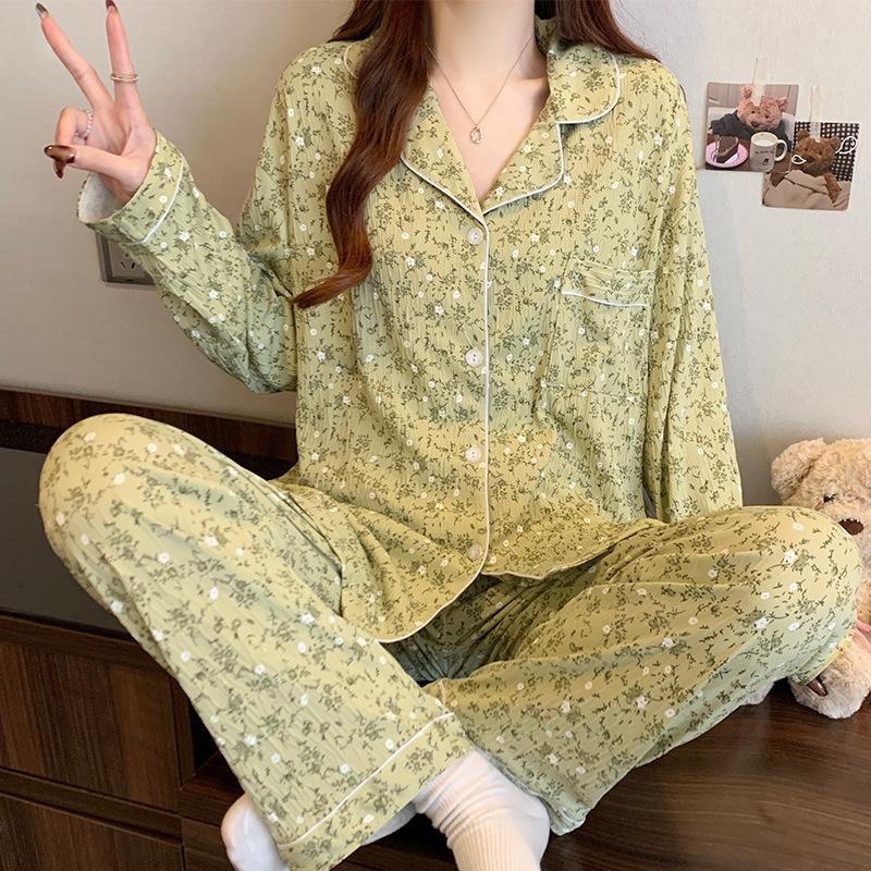 Women's New Spring and Autumn Rustic Style Pajamas Homewear Set Girls Students Small Fresh Pajamas Pajamas Homewear Set