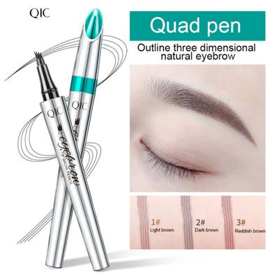 QIC водонепроницаемый долговечный карандаш для бровей с четырьмя раздвоенными головками, косметика для макияжа