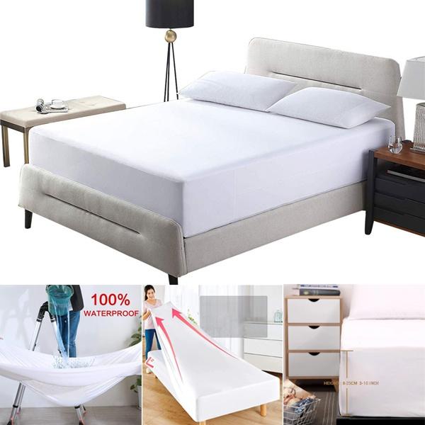 Single/Full/Queen/King Solid Color Fitted Sheets King Size Mattress Protector Bed Cover Bed Sheets Bedsheet Solid Bedspreads 99.99% Waterproof