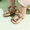 2025 Summer Bow PU Baby Girl Sandals - Korean Style Cute Solid Color Walker Shoes