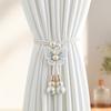 2PCS Adjustable Butterfly Curtain Tiebacks Curtain Holder Decorative Pearl Curtain Buckle Artificial Pearl Curtains Tie Rope