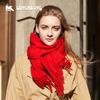 LENGKEORL Women's Autumn/Winter Red Wool Shawl/Cape