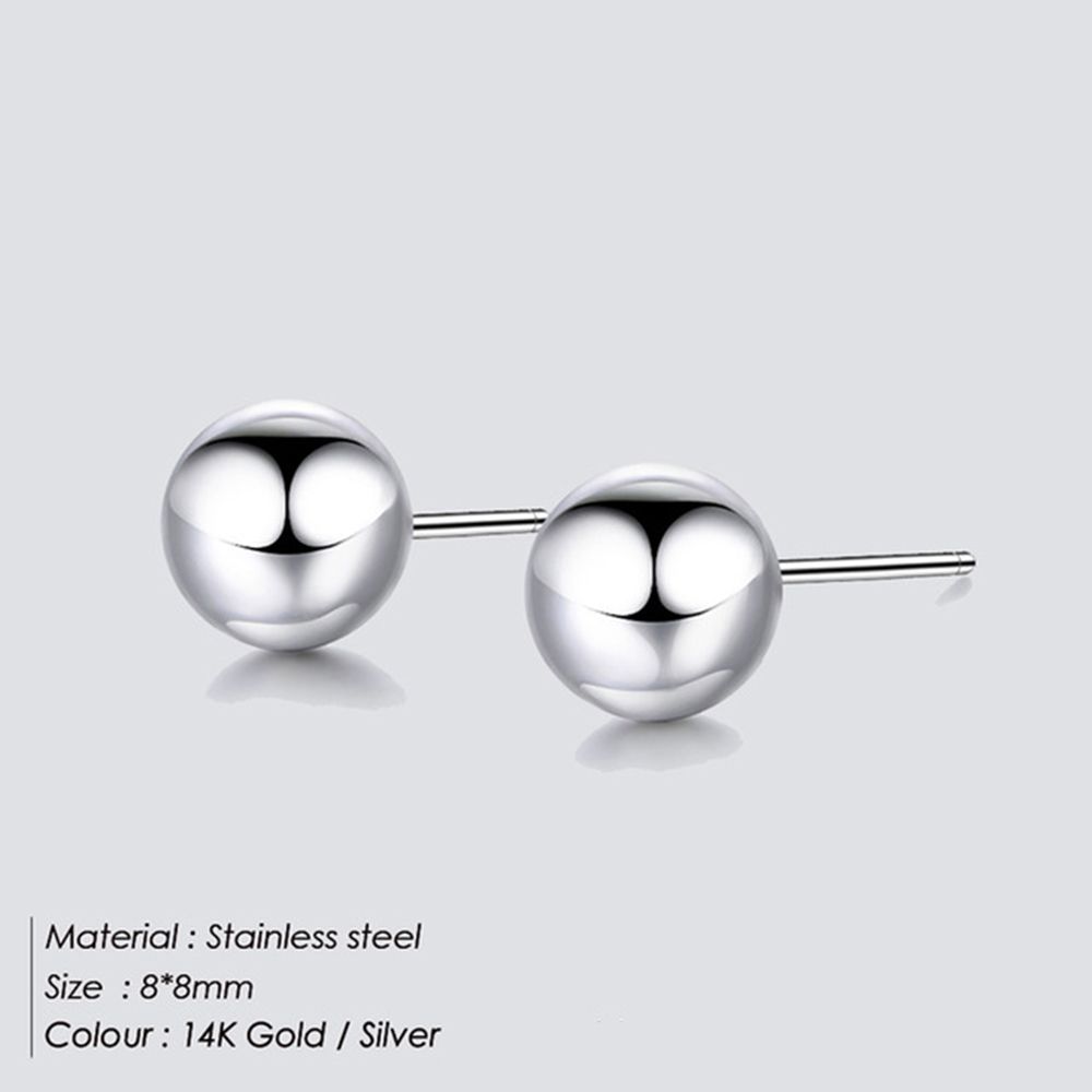 Fashion Gold Color Stainless Steel Women Jewelry Classic Earrings Stud Earrings Ear Stud Small Ball