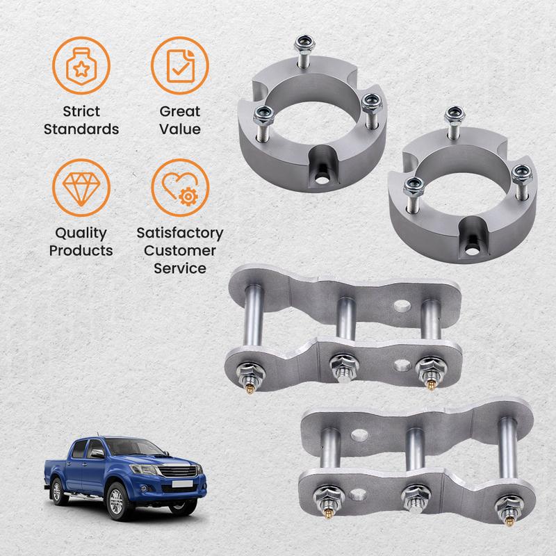 Лифт-комплект 3 дюйма спереди, 2 дюйма сзади для Toyota Hilux Vigo 4WD. Проставочные чашки стоек, серьги.