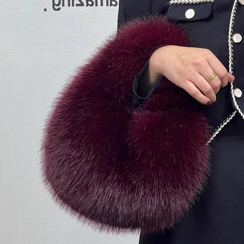 Yogodlns Новая зимняя плюшевая сумка для женщин, модная ручная пушистая сумка, универсальная сумка через плечо, трендовая сумка-хобо для поездок на работу
