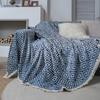 Sofa Towel Multifunctional Cover Green Geometric Jacquard Thick Retro Sofa Cover Blanket