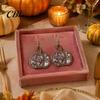 Hypoallergenic Earrings for Sensitive Ears 1 Pair Fall Thanksgiving Pumpkin Women, Wooden Festive Shaped Dangle Drop Earrings, Autumn Halloween