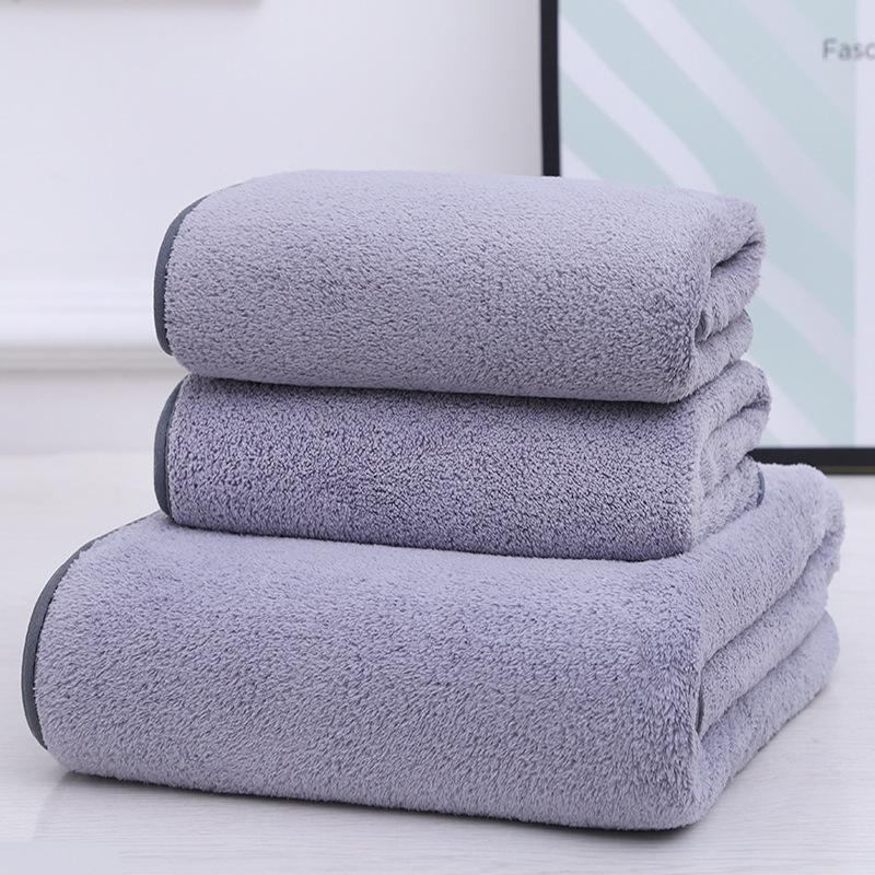 Thickened Lint-Free Coral Fleece Bath Towel Set - Extra Large, Absorbent, 3-Piece Household Set