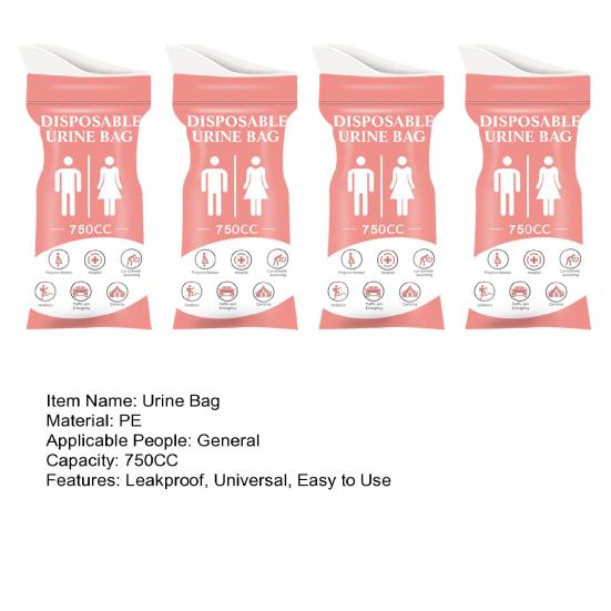 4Pcs 750CC Disposable Urine Bag Leakproof Portable Travel Self-Driving Car Tour Traffic Jam Camping Men Women Pee Vomit Emergency Pouch