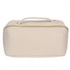 Косметичка для хранения макияжа, из ПУ кожи, тканый узор, застежка-молния, косметический органайзер, дорожный, белый